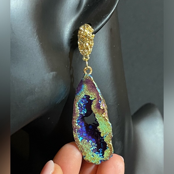 Van Gogh Style Abstract Painting Earrings- 2025 Trend (Simulated Natural Stone) - Picture 11 of 11